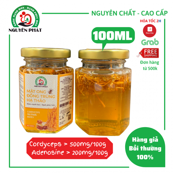 MẬT ONG NGÂM ĐÔNG TRÙNG HẠ THẢO NGUYÊN PHÁT HỘP 100ML – BỒI BỔ CƠ THỂ